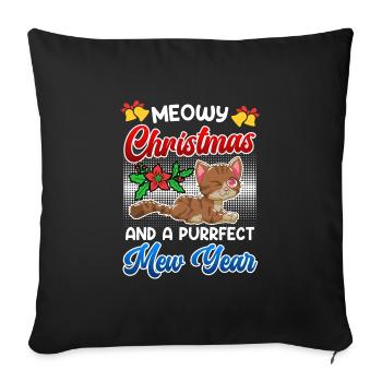 Miaou de Noël et une année purrfect - Housse de coussin décorative 45 x 45 cm - noir - Devant