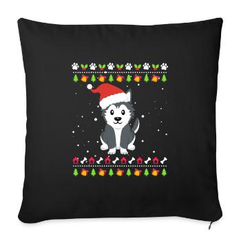 Husky Weihnachten Ugly Christmas - Sofa pillowcase 17,3'' x 17,3'' (45 x 45 cm) - black - Front