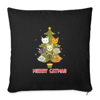 Merry Catmas Cats Christmas Tree - Sofa pillowcase 17,3'' x 17,3'' (45 x 45 cm) - black - Front