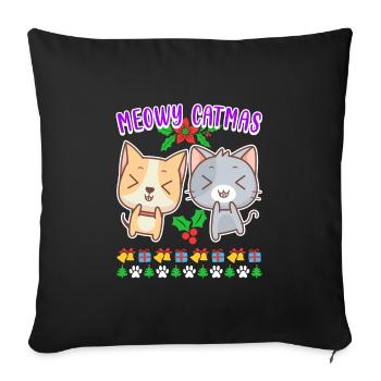 Meowy Catmas Cat Seater Kitten Cat - Sofa pillowcase 17,3'' x 17,3'' (45 x 45 cm) - black - Front