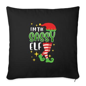 Elfe effronté Je suis l’elfe impertinent Nicolas - Housse de coussin décorative 45 x 45 cm - noir - Devant