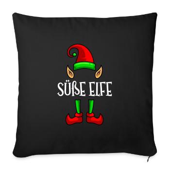 Mignon Elfe Petite amie Femme Noël Elfe Dames - Housse de coussin décorative 45 x 45 cm - noir - Devant