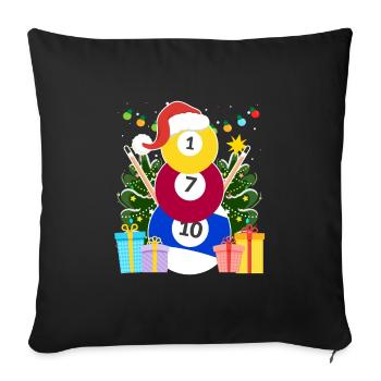 Boules de billard Billard Bonhomme de neige Billard Billard - Housse de coussin décorative 45 x 45 cm - noir - Devant