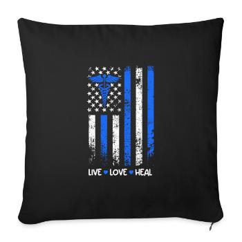 Live Love Heal USA Flag Best Nurse - Sofa pillowcase 17,3'' x 17,3'' (45 x 45 cm) - black - Front