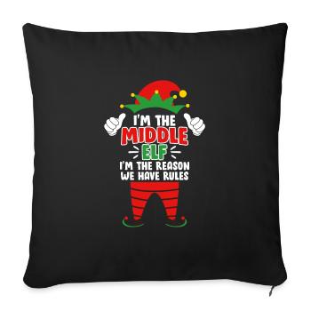 Mittlere Schwester Mittlere Elfe Weihnacht Familie - Sofakissenbezug 45 x 45 cm - Schwarz - Vorne