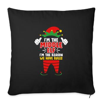Mittlere Schwester Mittlere Elfe Weihnacht Familie - Sofakissenbezug 45 x 45 cm - Schwarz - Vorne