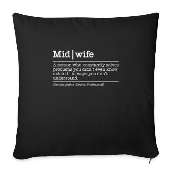 Profession de sage-femme Définition Sage-femme Merci - Housse de coussin décorative 45 x 45 cm - noir - Devant
