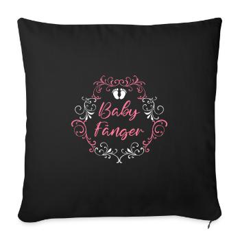 Doula Je suis la sage-femme attrape-bébé - Housse de coussin décorative 45 x 45 cm - noir - Devant