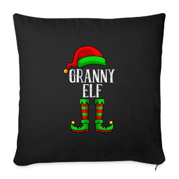 Grand-mère elfe de Noël grand-mère drôle d’elfe - Housse de coussin décorative 45 x 45 cm - noir - Devant