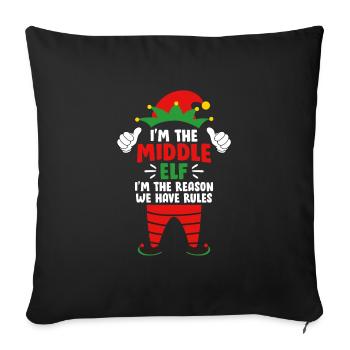 Mittlere Schwester Mittlere Elfe Weihnacht Familie - Sofakissenbezug 45 x 45 cm - Schwarz - Vorne
