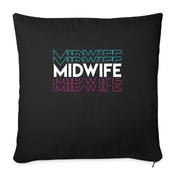 Sage-femme obstétricienne Doula - Housse de coussin décorative 45 x 45 cm - noir - Devant