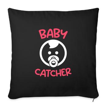 Baby catcher Je suis la sage-femme - Housse de coussin décorative 45 x 45 cm - noir - Devant