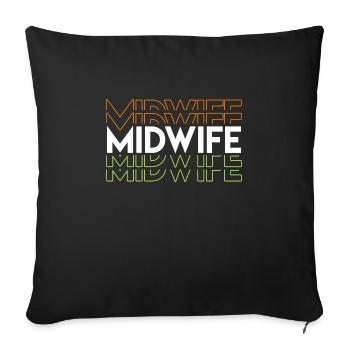 Sage-femme obstétricienne Doula - Housse de coussin décorative 45 x 45 cm - noir - Devant