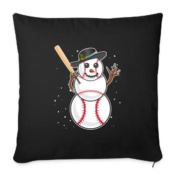 Baseball Schneemann Baseball Spieler Baseballer - Sofakissenbezug 45 x 45 cm - Schwarz - Vorne