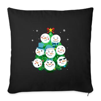 Christmas tree Snowmies Snowman - Sofa pillowcase 17,3'' x 17,3'' (45 x 45 cm) - black - Front