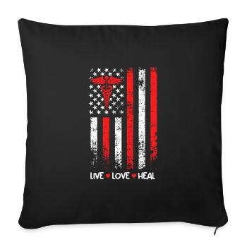 Live Love Heal USA Flag Best Nurse - Sofa pillowcase 17,3'' x 17,3'' (45 x 45 cm) - black - Front