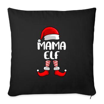 Mama Elfe Mutter Weihnachten Elf - Sofakissenbezug 45 x 45 cm - Schwarz - Vorne