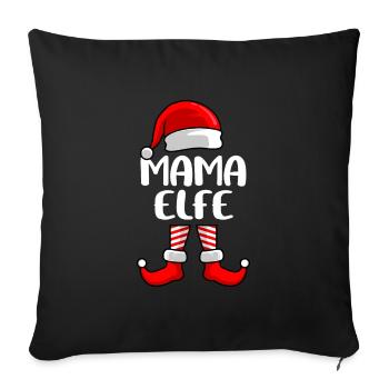 Mama Elfe Mutter Weihnachten Elf - Sofakissenbezug 45 x 45 cm - Schwarz - Vorne