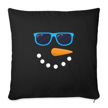 Snowman Face Lunettes de soleil Costume de bonhomme de neige - Housse de coussin décorative 45 x 45 cm - noir - Devant