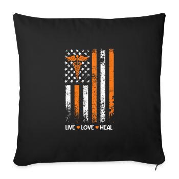 Live Love Heal USA Flag Best Nurse - Sofa pillowcase 17,3'' x 17,3'' (45 x 45 cm) - black - Front