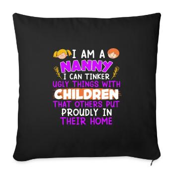Je peux faire des choses moches Assistante maternelle - Housse de coussin décorative 45 x 45 cm - noir - Devant