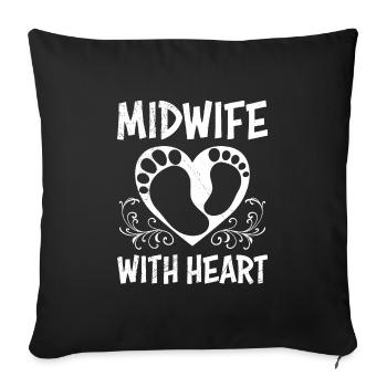 Je suis sage-femme avec cœur sage-femme - Housse de coussin décorative 45 x 45 cm - noir - Devant