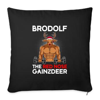 Brodolf le nez rouge gainzdeer Noël - Housse de coussin décorative 45 x 45 cm - noir - Devant