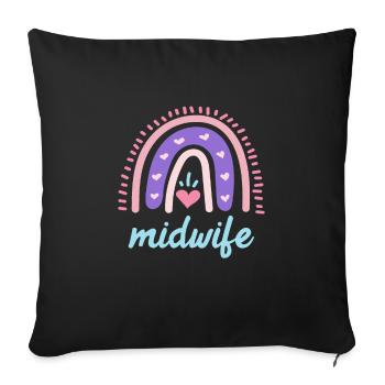 J’aime les enfants arc-en-ciel Je suis sage-femme - Housse de coussin décorative 45 x 45 cm - noir - Devant