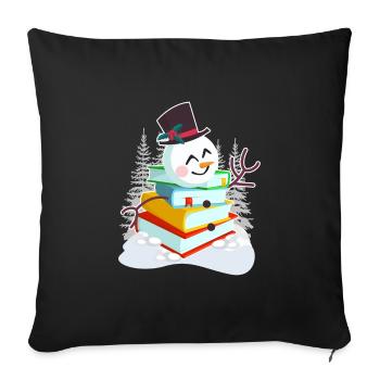 Books Snowman Reading Bookworm Editor - Sofa pillowcase 17,3'' x 17,3'' (45 x 45 cm) - black - Front