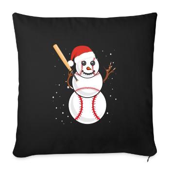 Baseball Schneemann Baseball Spieler Baseballer - Sofakissenbezug 45 x 45 cm - Schwarz - Vorne