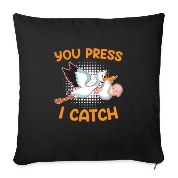 Tu appuies sur J’attrape Je suis sage-femme - Housse de coussin décorative 45 x 45 cm - noir - Devant