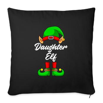 daughter elf christmas family girl - Sofa pillowcase 17,3'' x 17,3'' (45 x 45 cm) - black - Front
