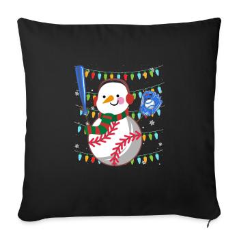Baseball Snowman Baseball Player - Sofa pillowcase 17,3'' x 17,3'' (45 x 45 cm) - black - Front