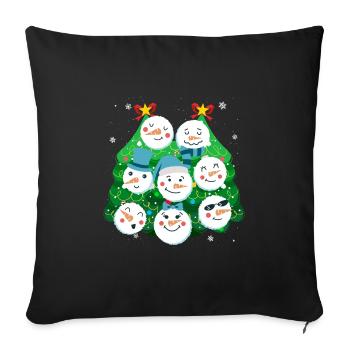 Christmas tree Snowmies Snowman - Sofa pillowcase 17,3'' x 17,3'' (45 x 45 cm) - black - Front