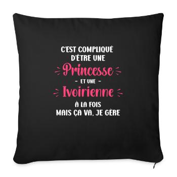 Princesse Ivoirienne - Housse de coussin décorative 45 x 45 cm - noir - Devant