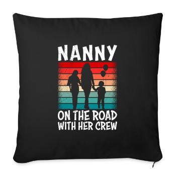 Assistante maternelle sur la route avec son équipage Assistante maternelle - Housse de coussin décorative 45 x 45 cm - noir - Devant
