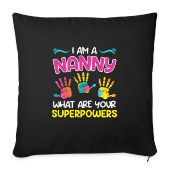 Quels sont vos superpouvoirs ? Je suis assistante maternelle - Housse de coussin décorative 45 x 45 cm - noir - Devant