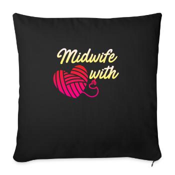 Je suis sage-femme avec cœur sage-femme - Housse de coussin décorative 45 x 45 cm - noir - Devant