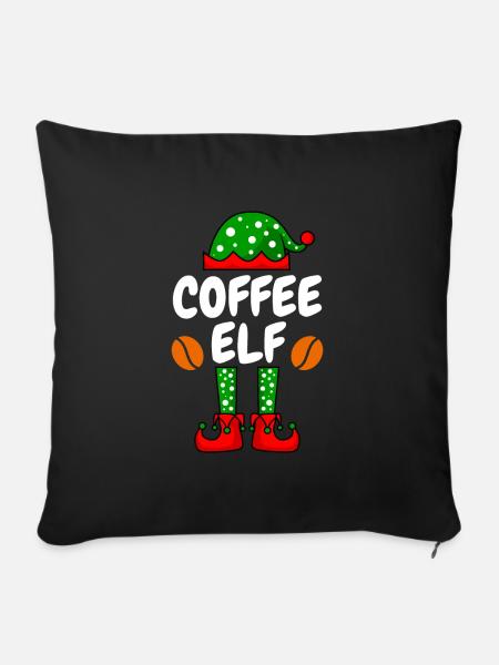 Kaffee Elfe Kaffeetrinker - Sofakissenbezug 45 x 45 cm - Schwarz