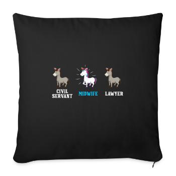 Unicorn Civil servant Lawyer Midwife - Sofa pillowcase 17,3'' x 17,3'' (45 x 45 cm) - black - Front
