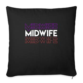 Sage-femme obstétricienne Doula - Housse de coussin décorative 45 x 45 cm - noir - Devant