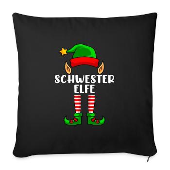 Schwester Elfe Weihnachten Familien Weihnacht Elf - Sofakissenbezug 45 x 45 cm - Schwarz - Vorne
