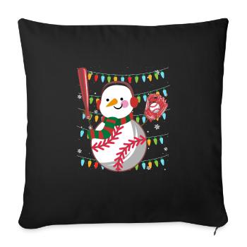 Baseball Snowman Baseball Player - Sofa pillowcase 17,3'' x 17,3'' (45 x 45 cm) - black - Front