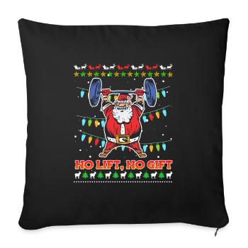 No Lift No Gift Nikolaus Bodybuilder Gym - Housse de coussin décorative 45 x 45 cm - noir - Devant