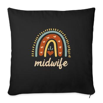 J’aime les enfants arc-en-ciel Je suis sage-femme - Housse de coussin décorative 45 x 45 cm - noir - Devant
