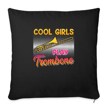 Musician Cool girls play trombone - Sofa pillowcase 17,3'' x 17,3'' (45 x 45 cm) - black - Front