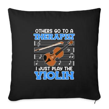 Others go to the therapist I play violin - Sofa pillowcase 17,3'' x 17,3'' (45 x 45 cm) - black - Front