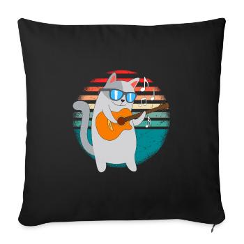 Katzenjammer Katze plays the guitar - Sofa pillowcase 17,3'' x 17,3'' (45 x 45 cm) - black - Front