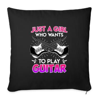 Only a girl who likes to play guitar guitar - Sofa pillowcase 17,3'' x 17,3'' (45 x 45 cm) - black - Front