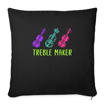 Treble clef treble soprano violin first violin - Sofa pillowcase 17,3'' x 17,3'' (45 x 45 cm) - black - Front